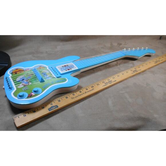 Rare Rock 'N Smurf Blue Toy Guitar Vintage 1982 Musical Instrument Restored READ - Picture 5 of 11